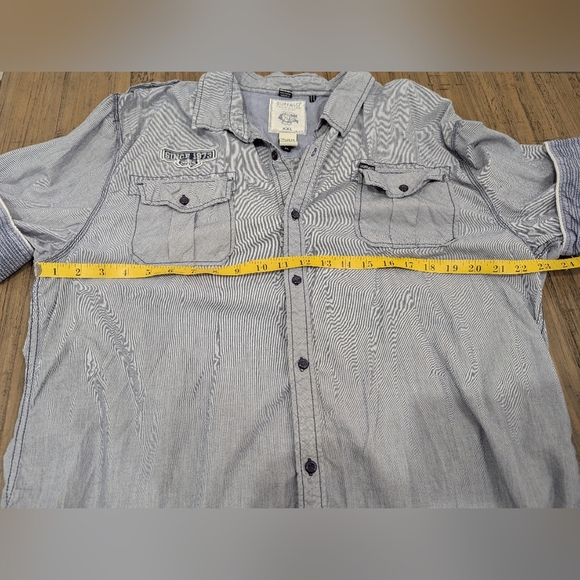 Buffalo David Bitton Short Sleeve Striped Button Down Shirt,Rolled Cuff,Size XXL - Picture 6 of 7